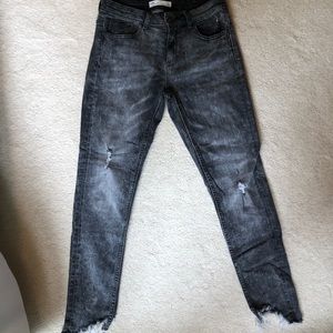 Zara black denim distressed jeans